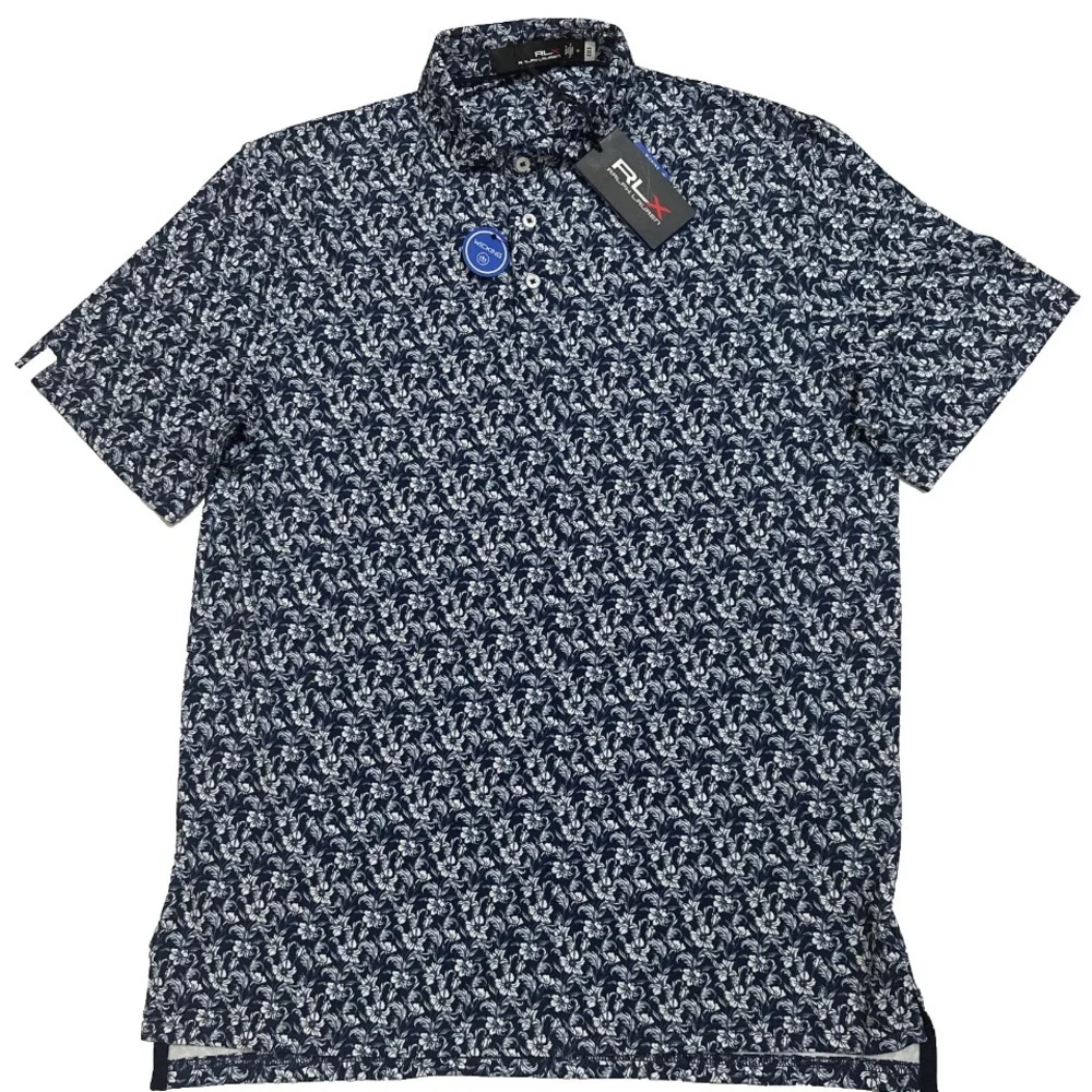 RLX Ralph Lauren Printed Lightweight Airflow Jersey Navy Floral Mens Polo